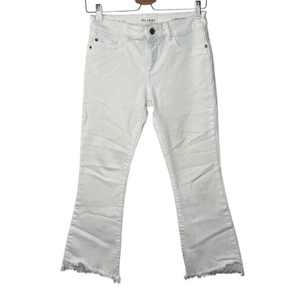 DL1961 Womens White Denim Lara Instasculpt Cropped Flare Jeans Size 25 - Picture 1 of 14
